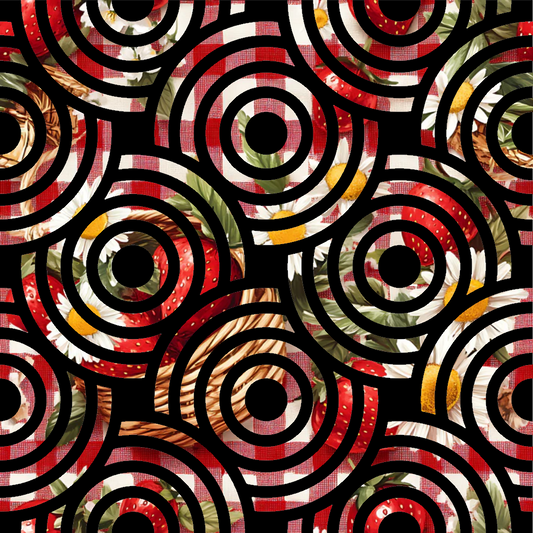 Strawberry Gingham Picnic Pattern 28 Quilting Cotton Fabric