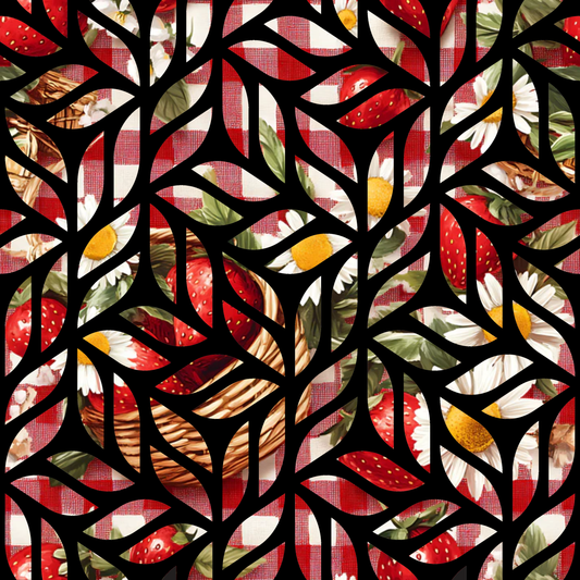 Strawberry Gingham Picnic Pattern 26 Quilting Cotton Fabric