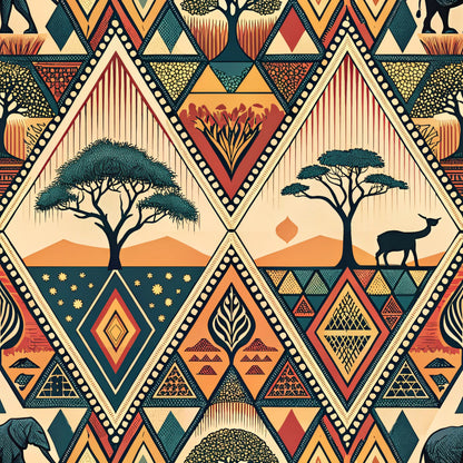 African Tribal Pattern 8 Quilting Cotton Fabric