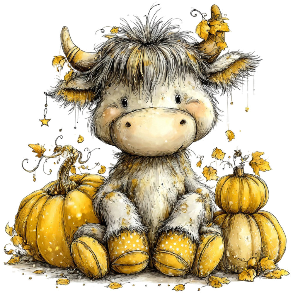 Yellow Highland Cow Fabric Panel 12