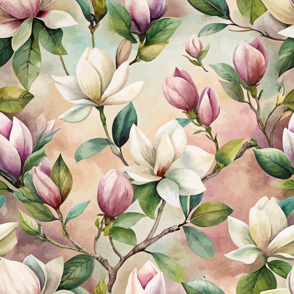 Daily Deal: Art Nouveau Magnolias Pattern 2 Quilting Cotton Fabric - 45" x 1 Yard"