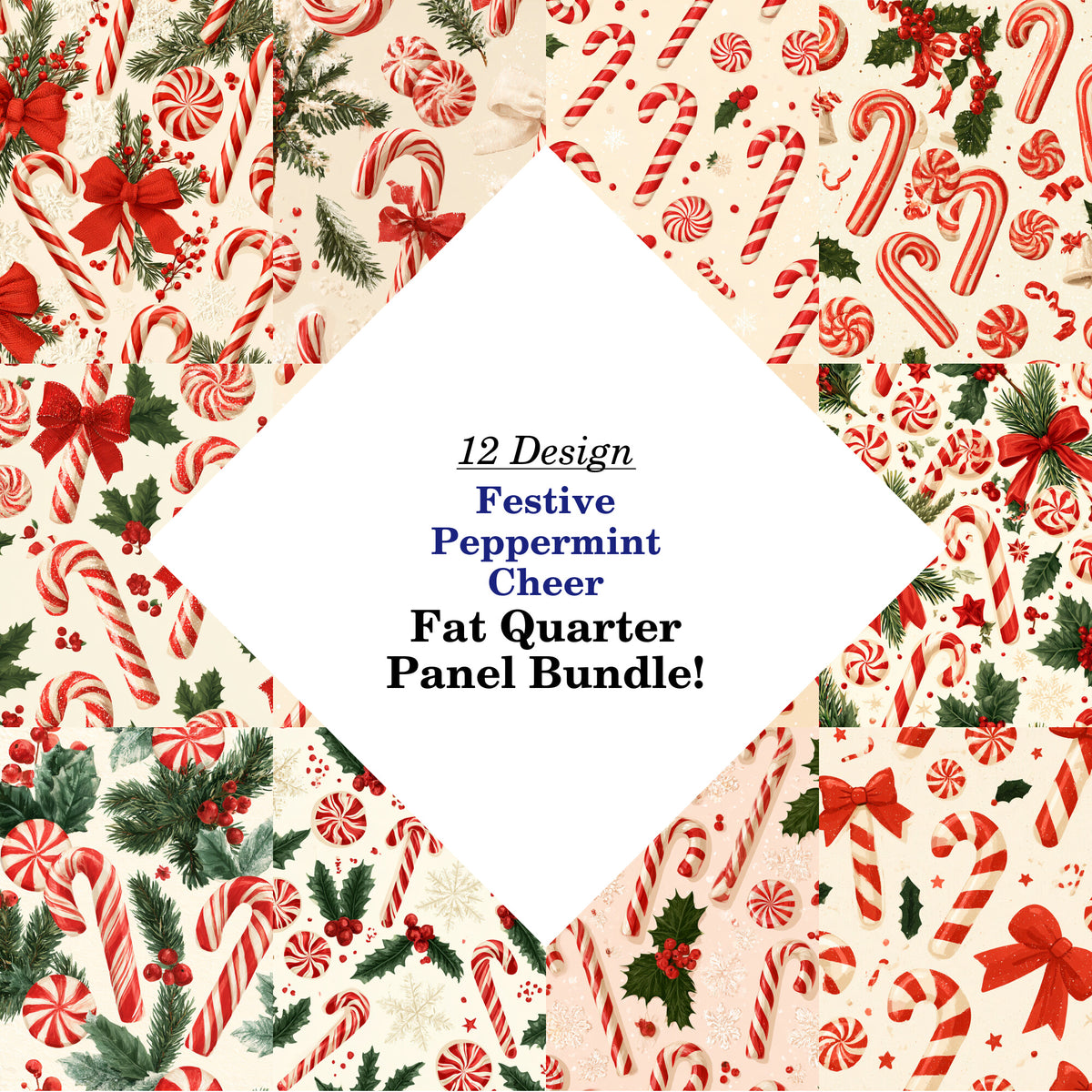 Festive Peppermint Cheer Fat Quarter Bundle