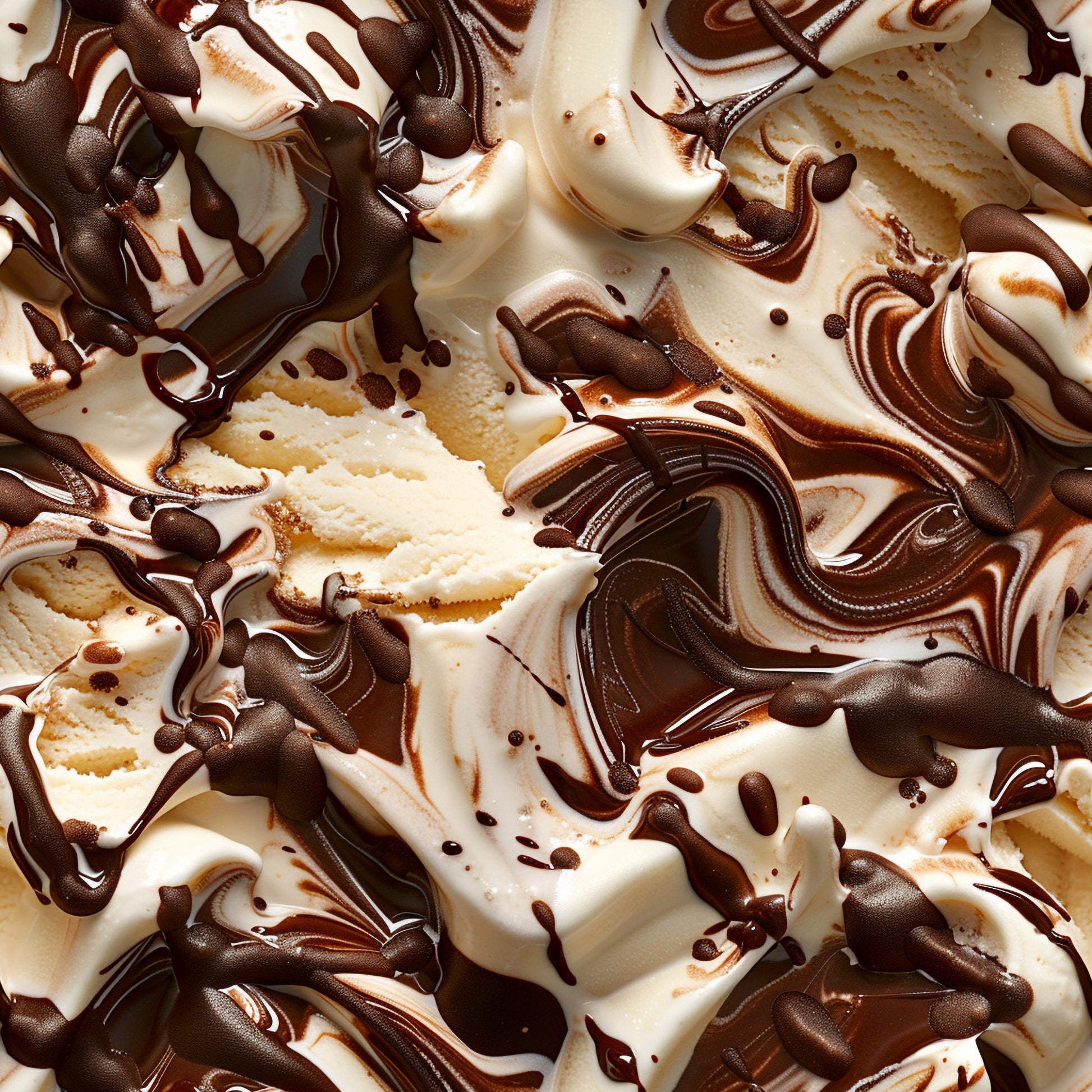 chocolate swirl, vanilla cream, brown, white, marbled pattern, liquid texture, swirling design, dessert theme, ice cream pattern, food motif, quilting cotton, fabric panel, creamy colors, flowing lines, junk food design, sweet treats, confectionery pattern, dairy swirls, tempting food, indulgent theme