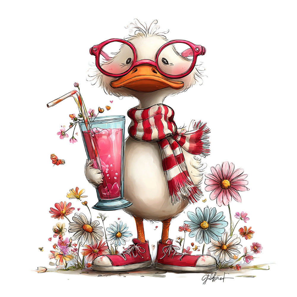 Whimsical Summer Goose Fabric Panel 6