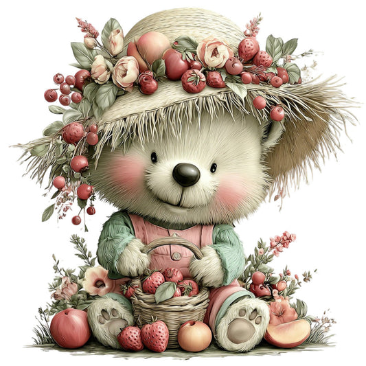 Summer Fruit Basket Animals Fabric Panel 23