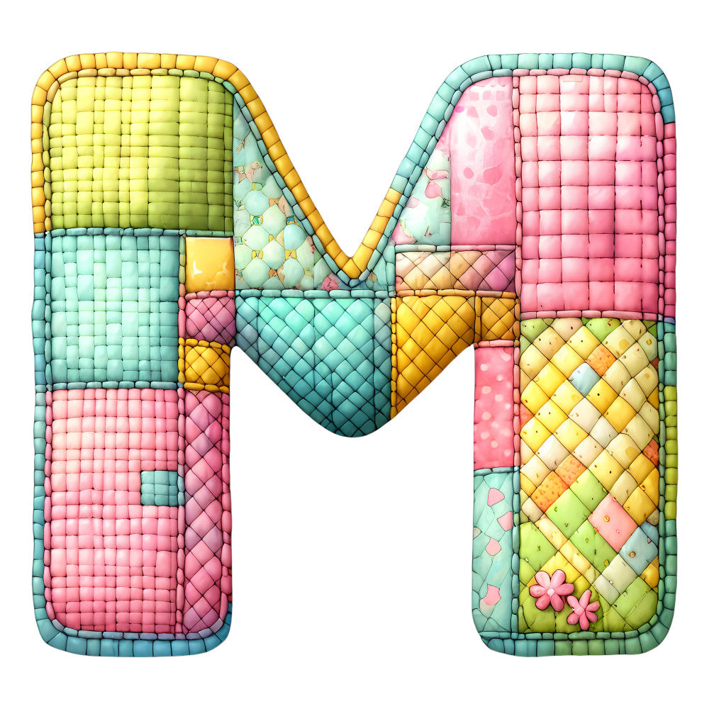 Pink Patchwork Alphabet Fabric Panel 24