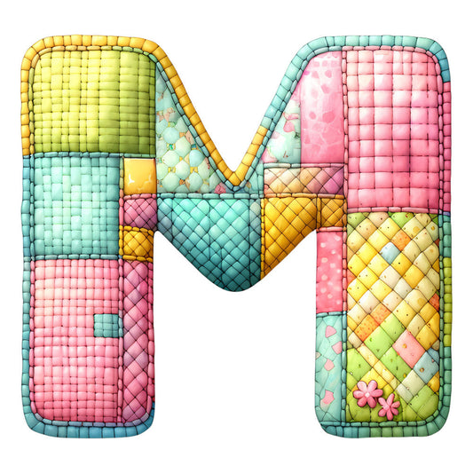 Pink Patchwork Alphabet Fabric Panel 24
