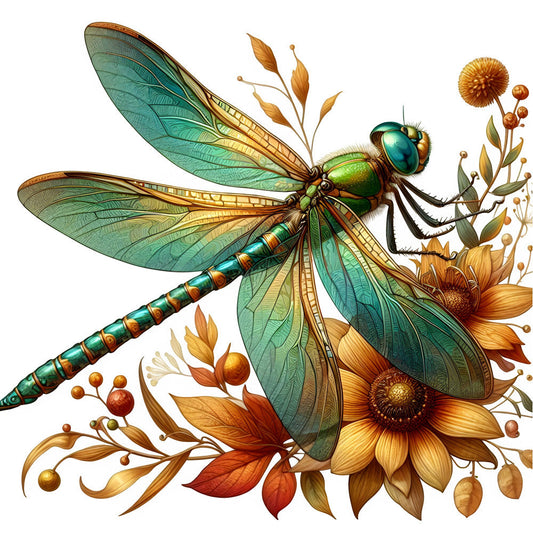 Dragonfly Flower Fabric Panel 8