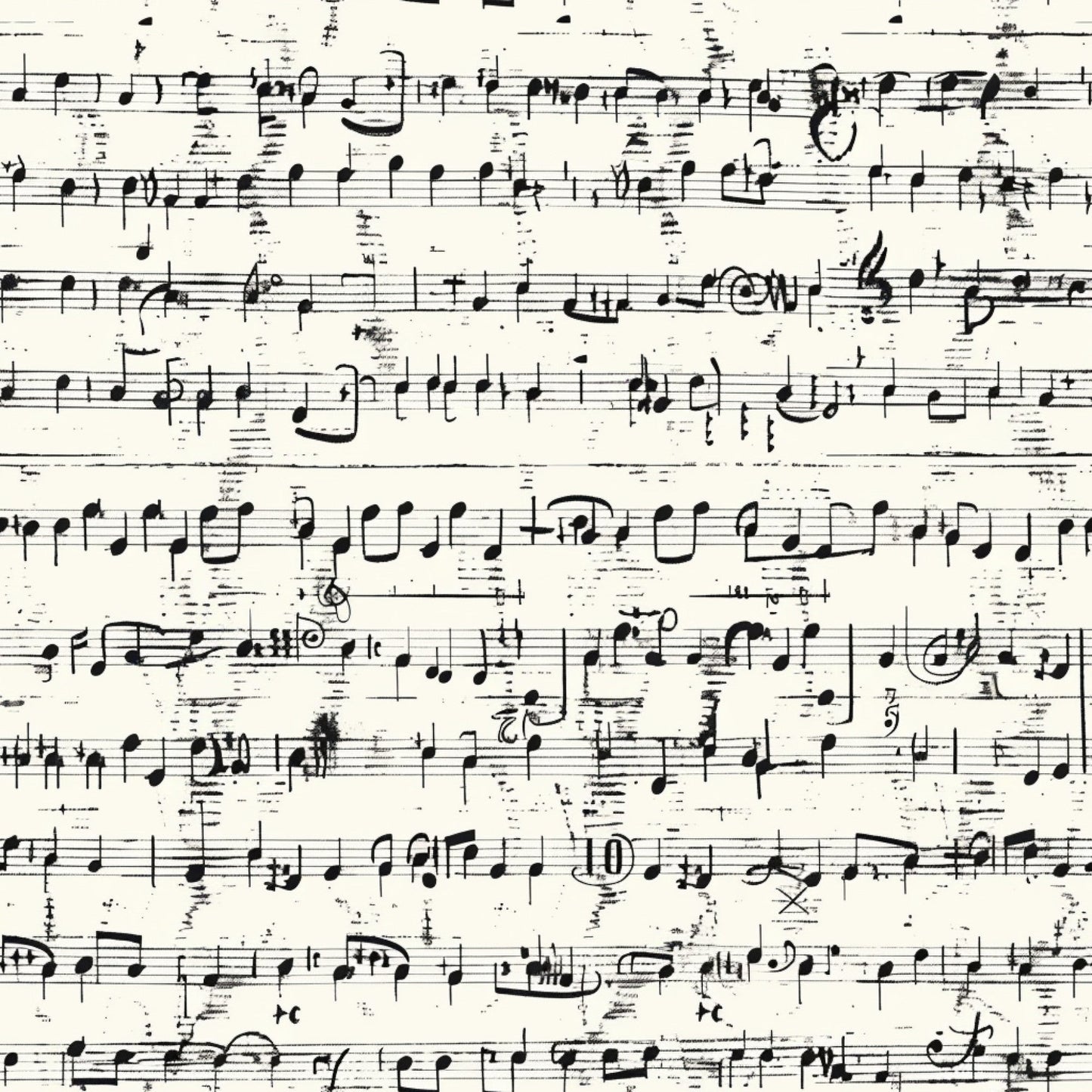 Daily Deal: Handwritten Music Pattern 11 Quilting Cotton Fabric - 45" x 1 Yard"