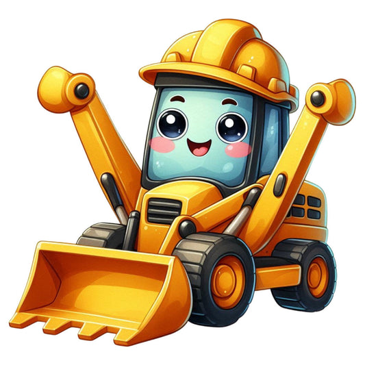 Cute Construction Characters Fabric Panel 3