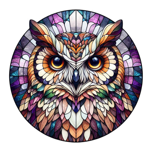 Stained Glass Owl Fabric Panel 18
