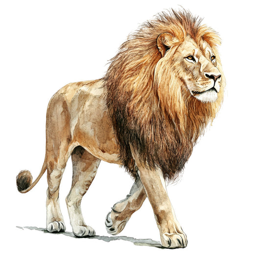 Watercolor Lion Fabric Panel 17