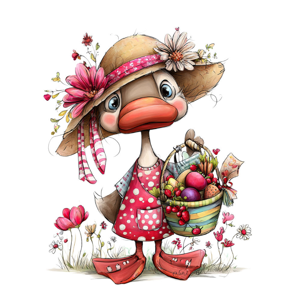 Whimsical Summer Goose Fabric Panel 32