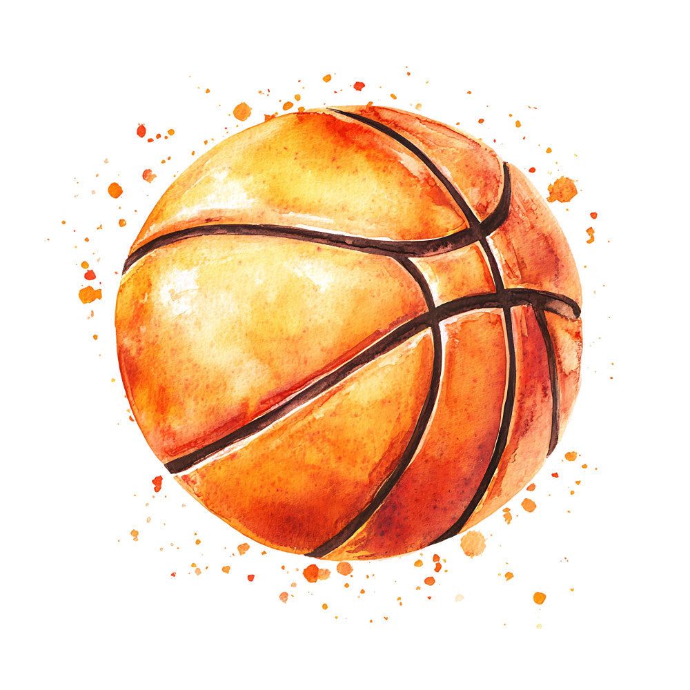Watercolor Basketball Fabric Panel 9