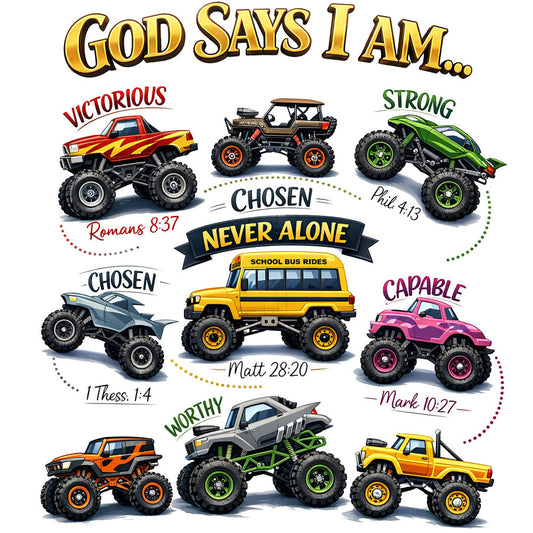 God Says I Am Truck Fabric Panel 1