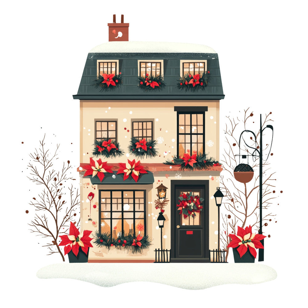 Whimsical Christmas House Fabric Panel 13