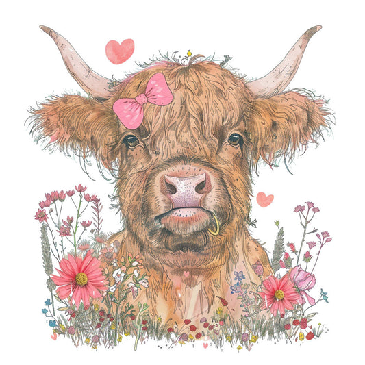 Highland Cows Art Fabric Panel 4