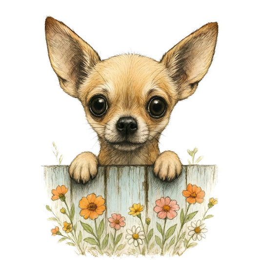 Puppies Peeking Over Fence Fabric Panel 10