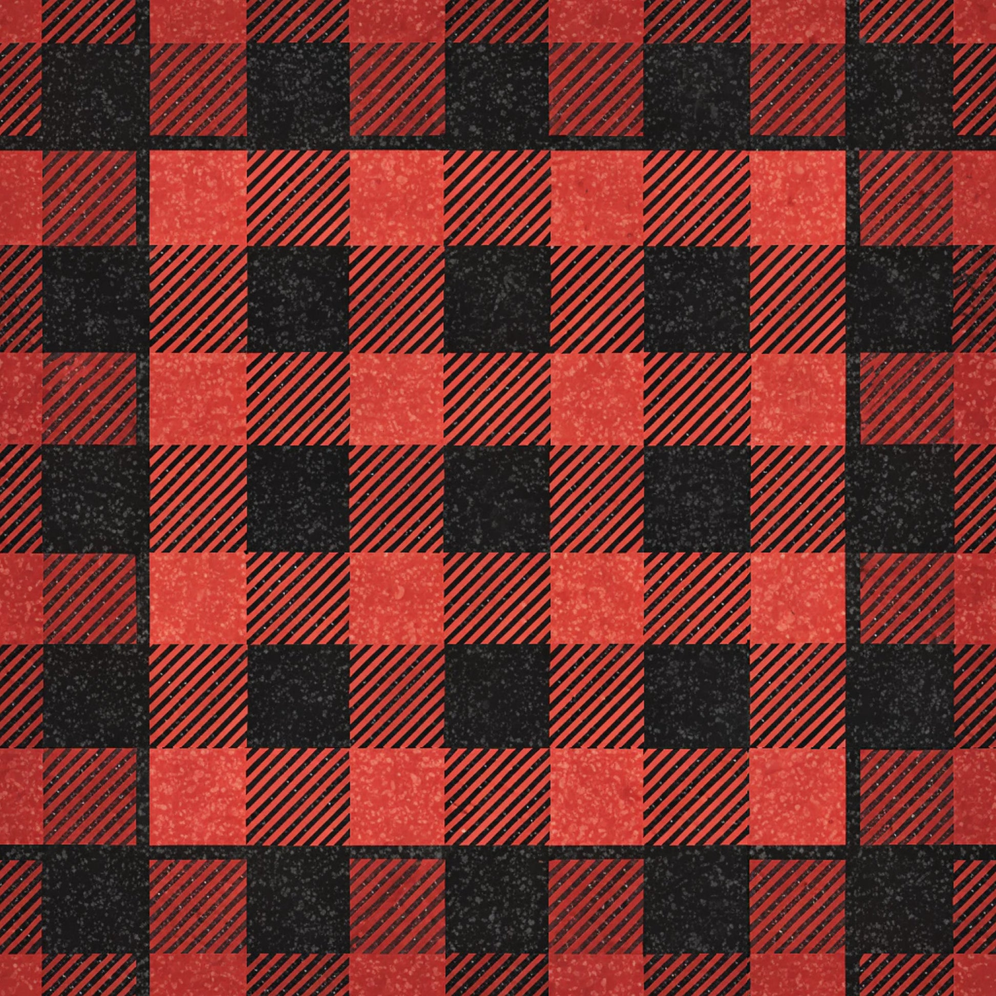 red, black, buffalo plaid, checkered pattern, gingham, plaid design, quilting cotton, fabric panel, alternating squares, diagonal stripes, rustic, country style, geometric pattern, textured appearance, cabin decor, lumberjack plaid, woven effect, square blocks, contrasting colors, vintage plaid