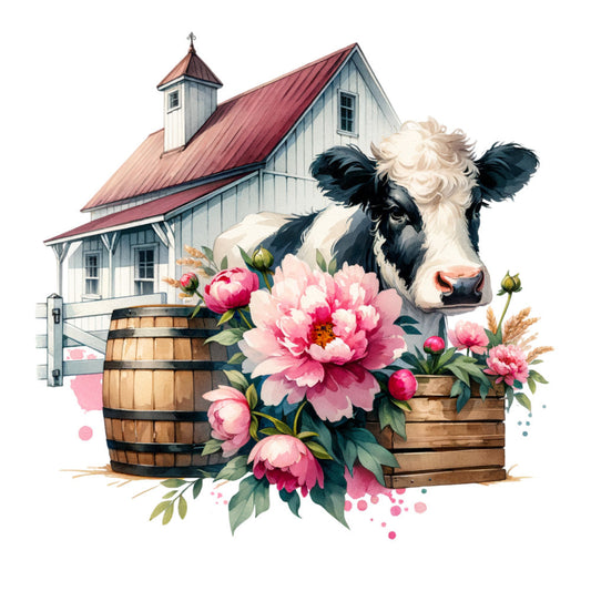 Floral Cows Fabric Panel 9