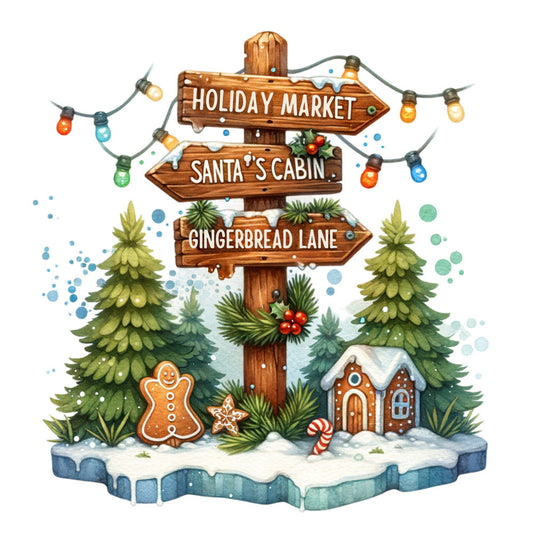 Christmas Signpost Fabric Panel 8