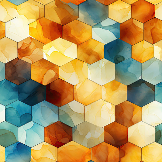 Watercolor Honeycomb Pattern 4 Quilting Cotton Fabric