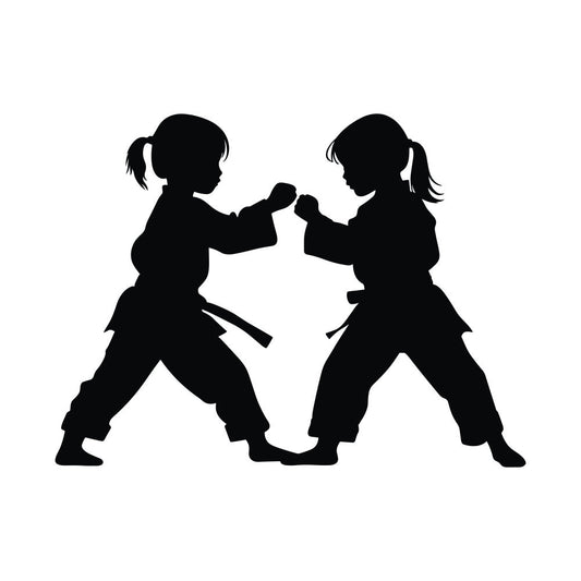 Karate Silhouette Fabric Panel 10