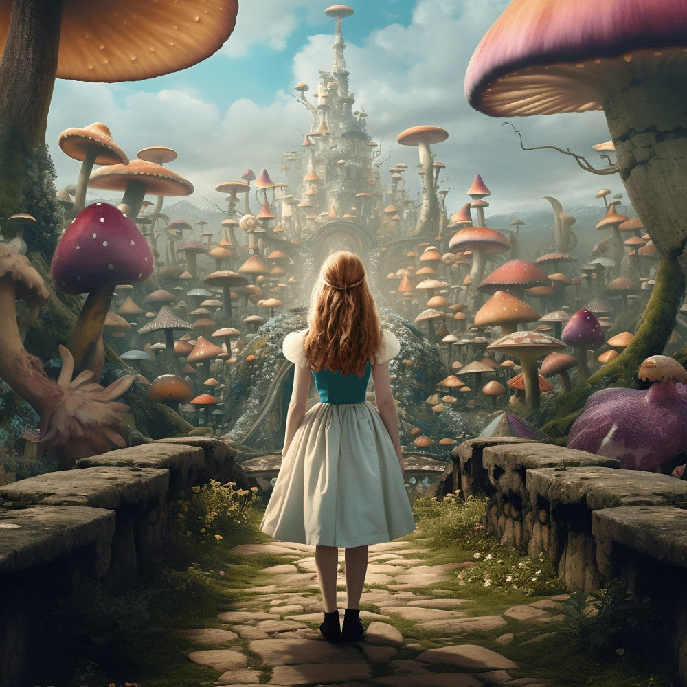 Alice in Wonderland in a Mushroom Kingdom Fabric Panel 1