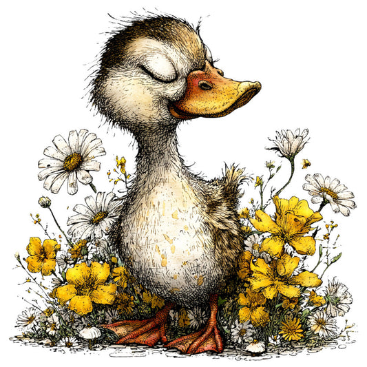 Whimsical Spring Duck Fabric Panel 13