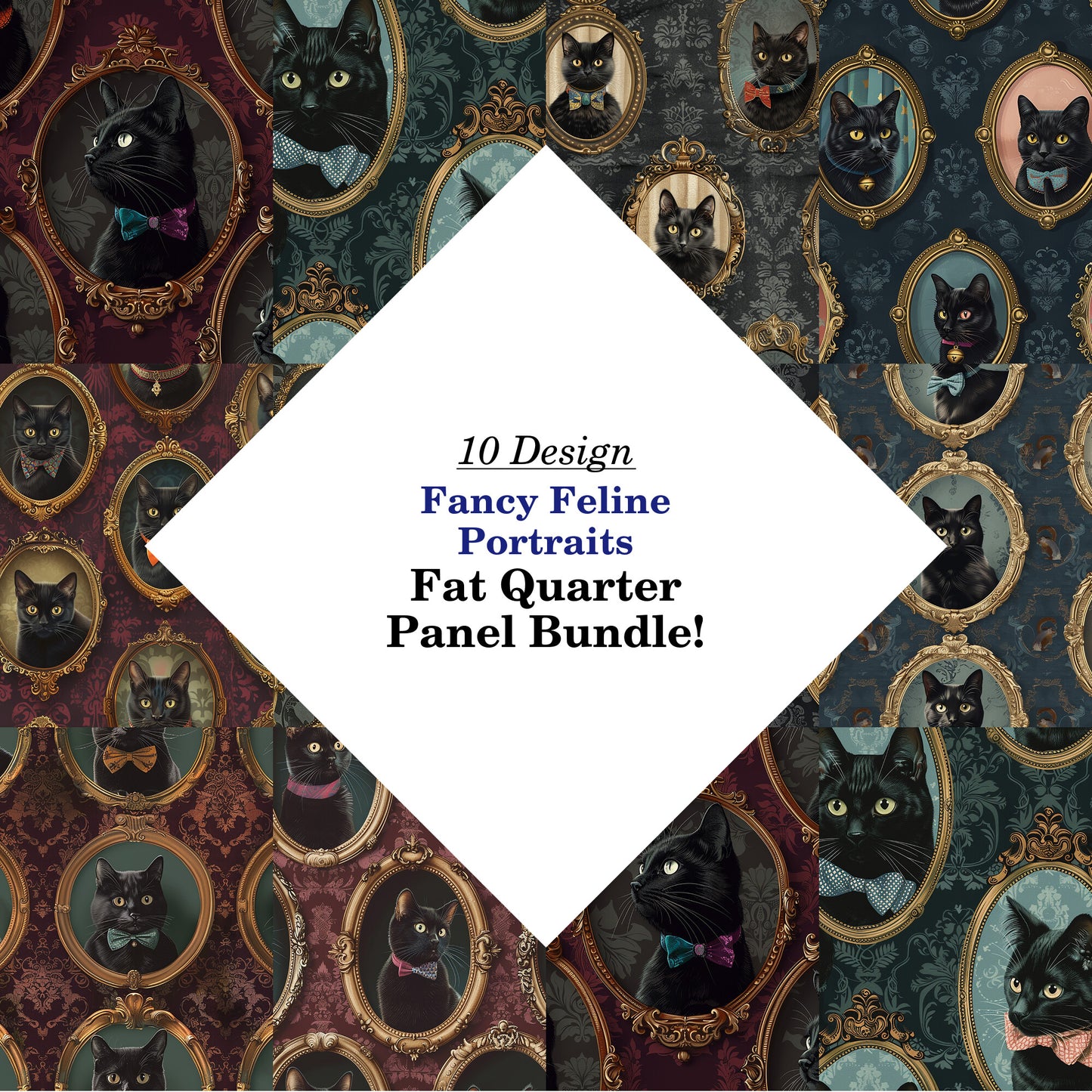 Fancy Feline Portraits Fat Quarter Bundle