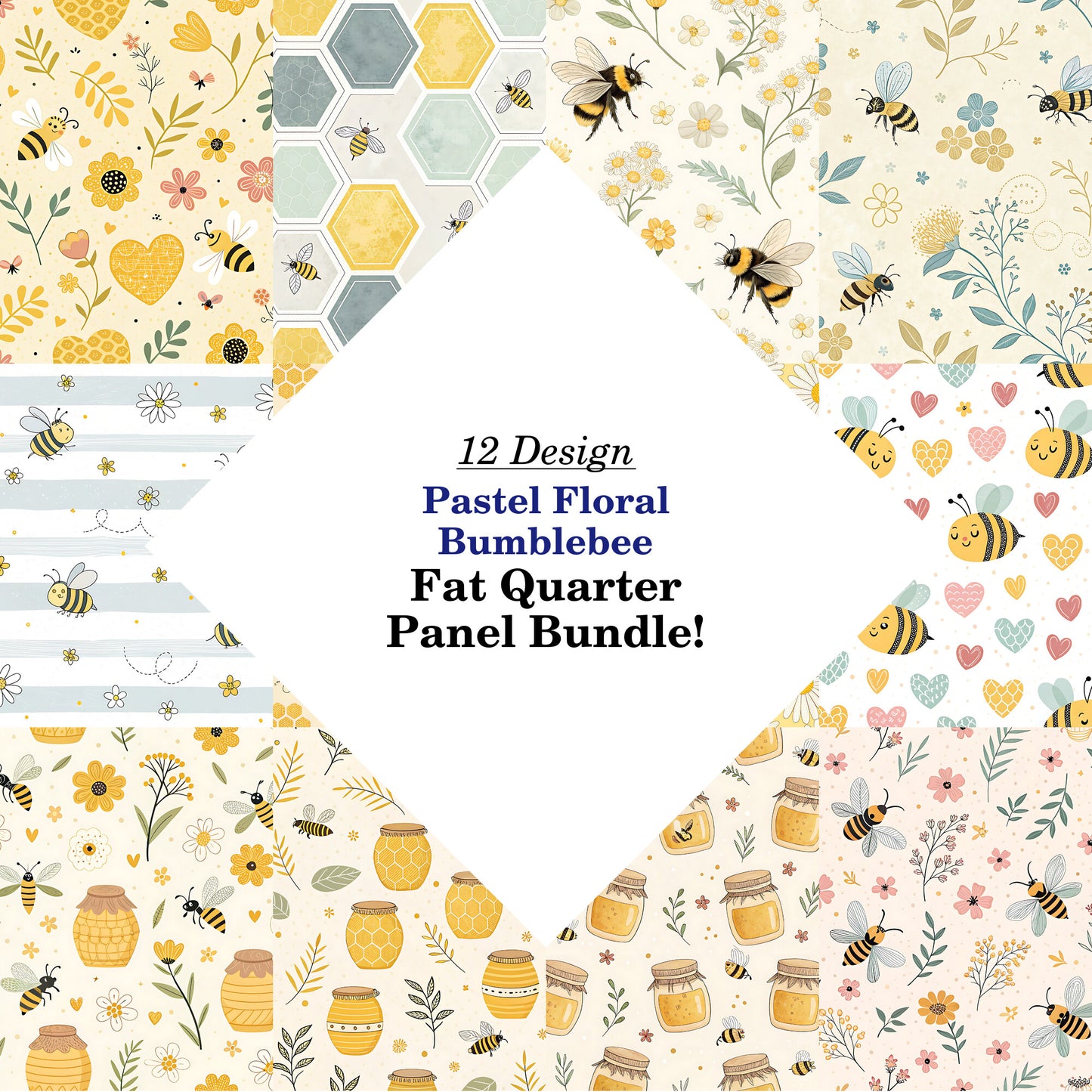 Pastel Floral Bumblebee Fat Quarter Bundle