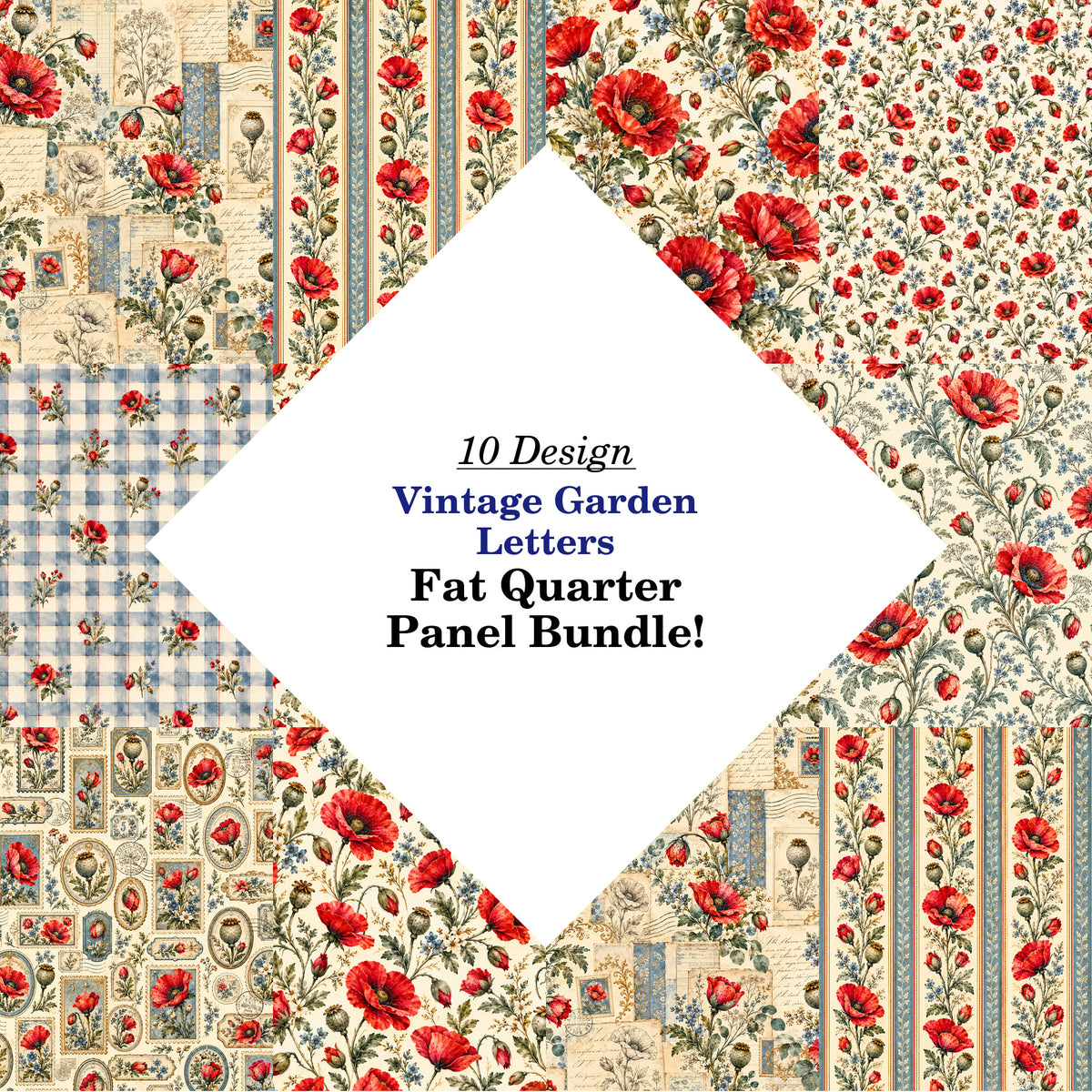 Vintage Garden Letters Fat Quarter Bundle
