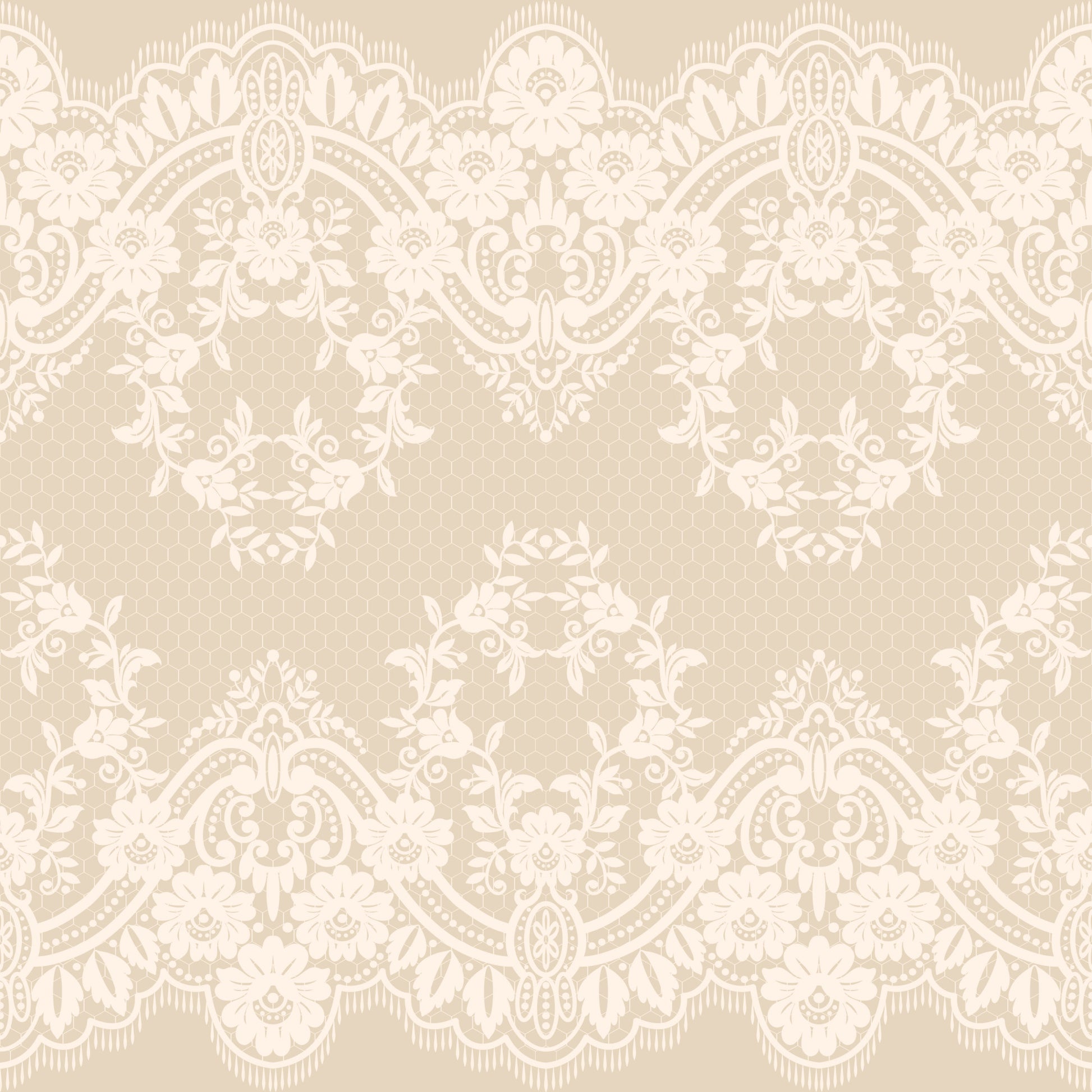 beige, cream, white, lace pattern, victorian lace, ornate design, floral motifs, delicate scrollwork, vintage style, romantic pattern, quilting cotton, fabric panel, intricate details, soft tones, elegant design, decorative border, feminine aesthetic, tea party theme, neutral palette
