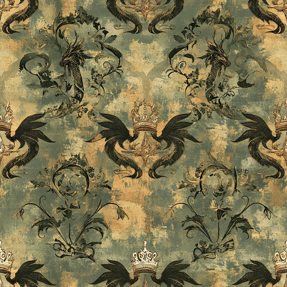 Daily Deal: Draconian Royale Pattern 67 Quilting Cotton Fabric - 45" x 12 Yards"