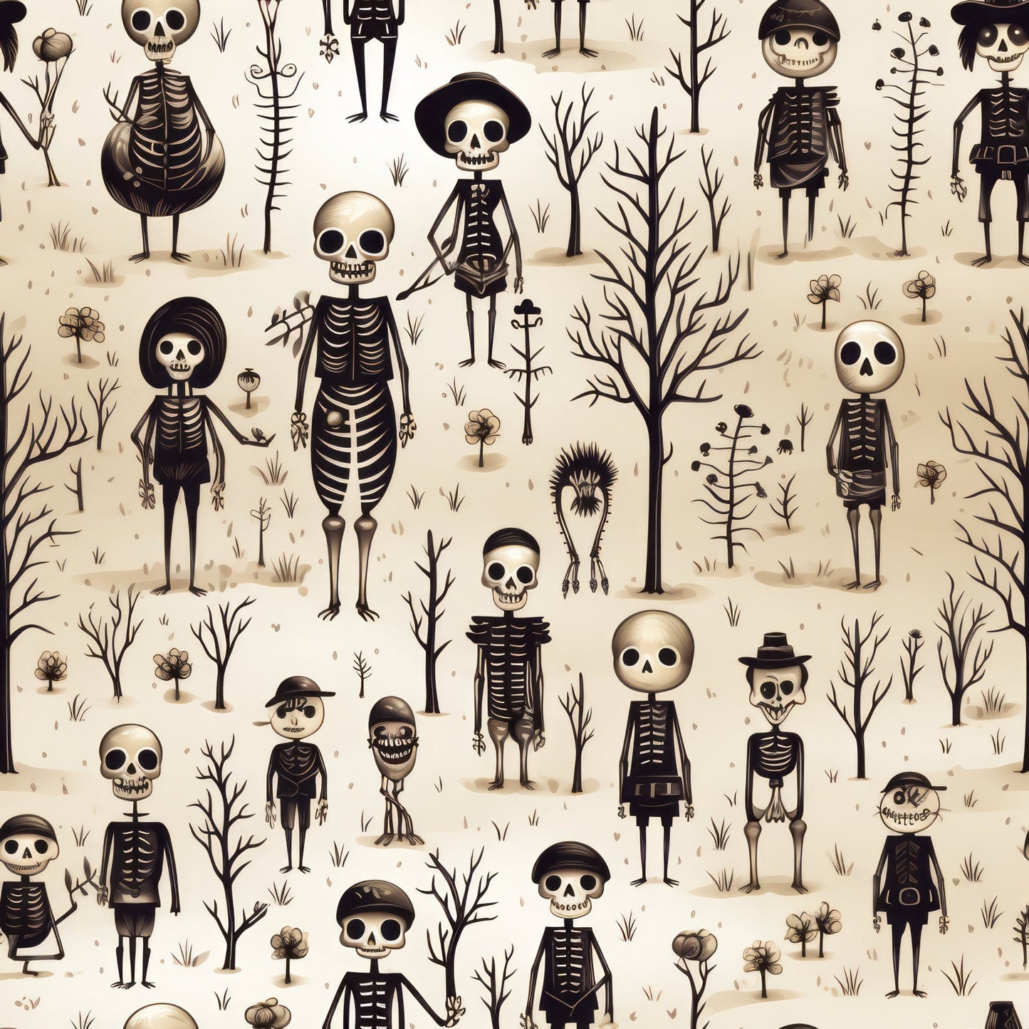 Daily Deal: Halloween Skeleton Pattern 7 Quilting Cotton Fabric - 45" x 2 Yards"