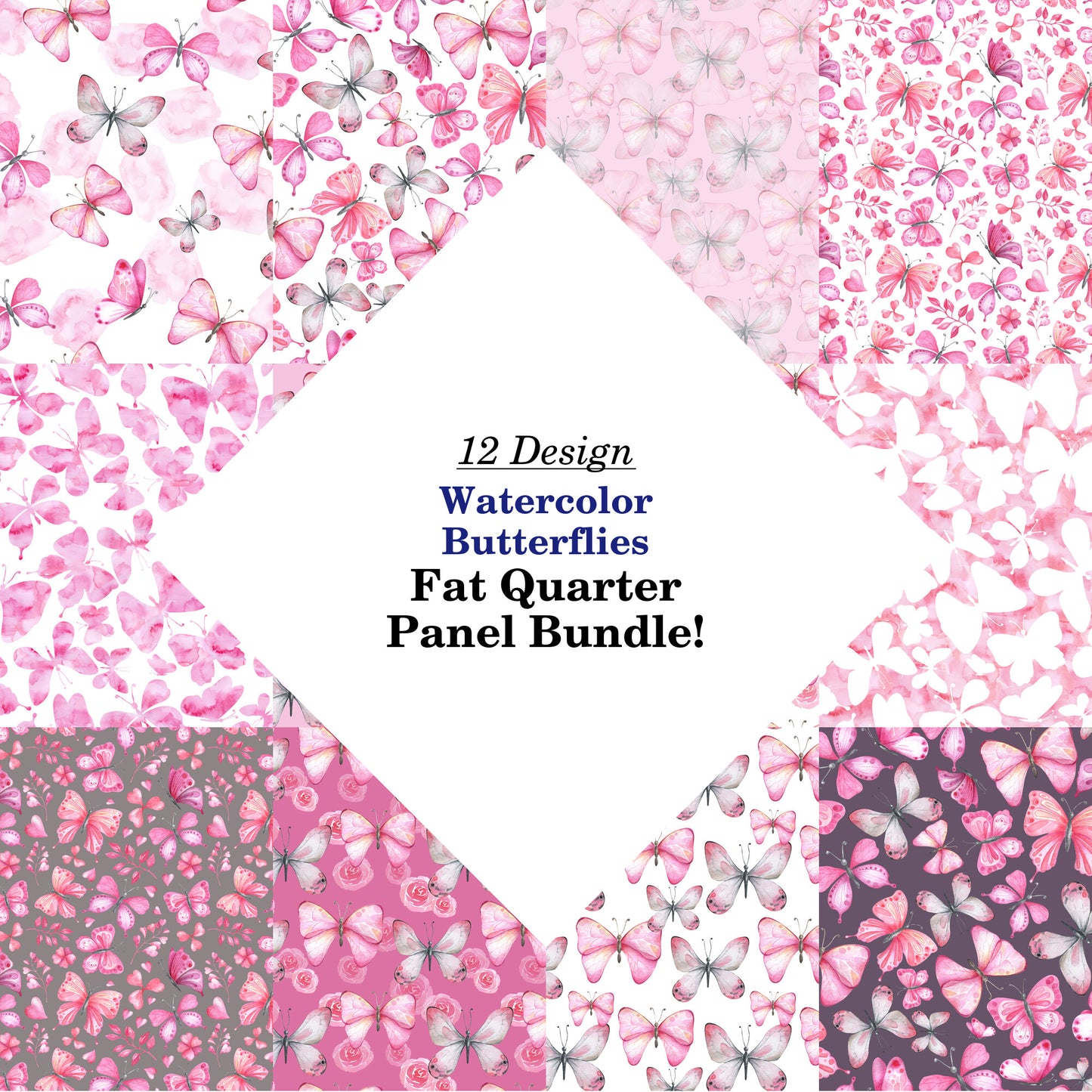 Watercolor Butterflies Fat Quarter Bundle