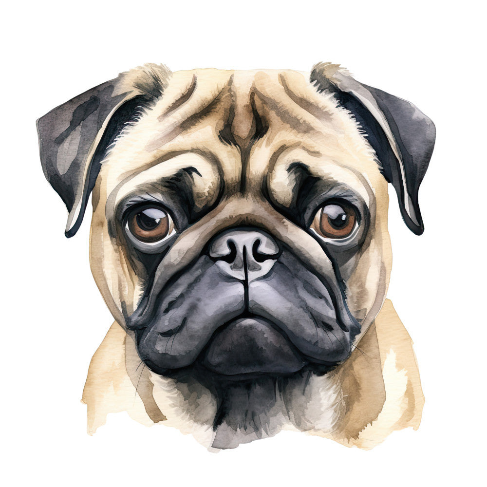 Watercolor Pug Fabric Panel 13