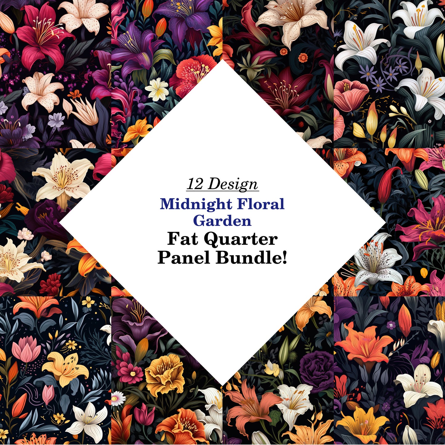 Midnight Floral Garden Fat Quarter Bundle