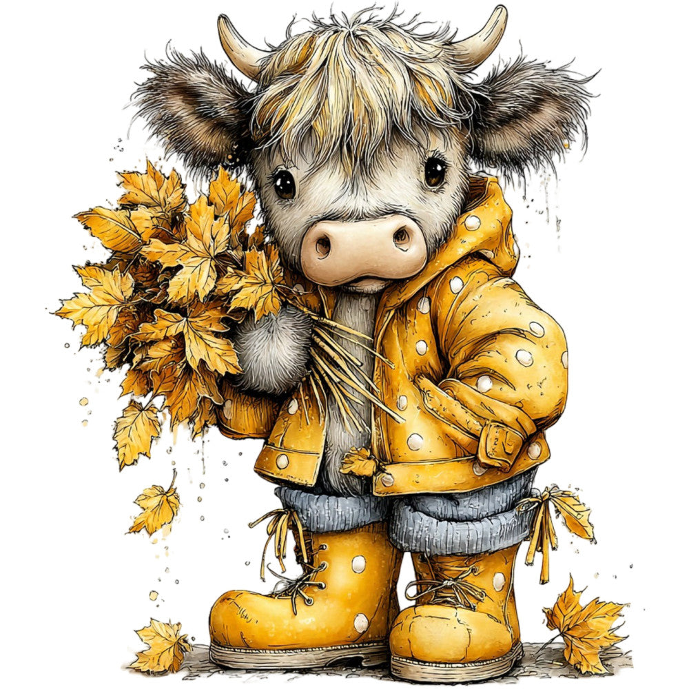 Yellow Highland Cow Fabric Panel 2