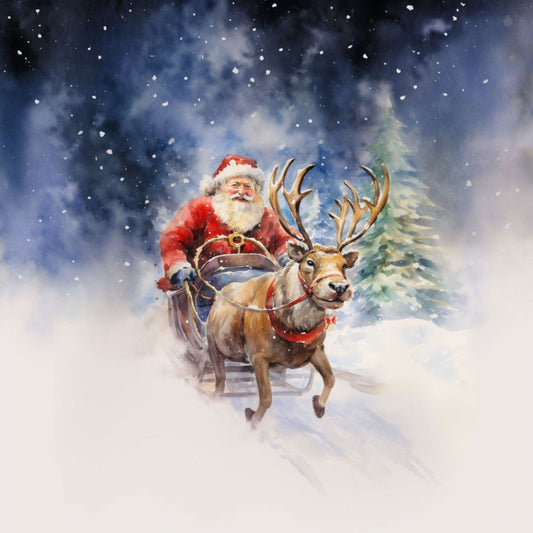 Santa Claus Flying Fabric Panel 4