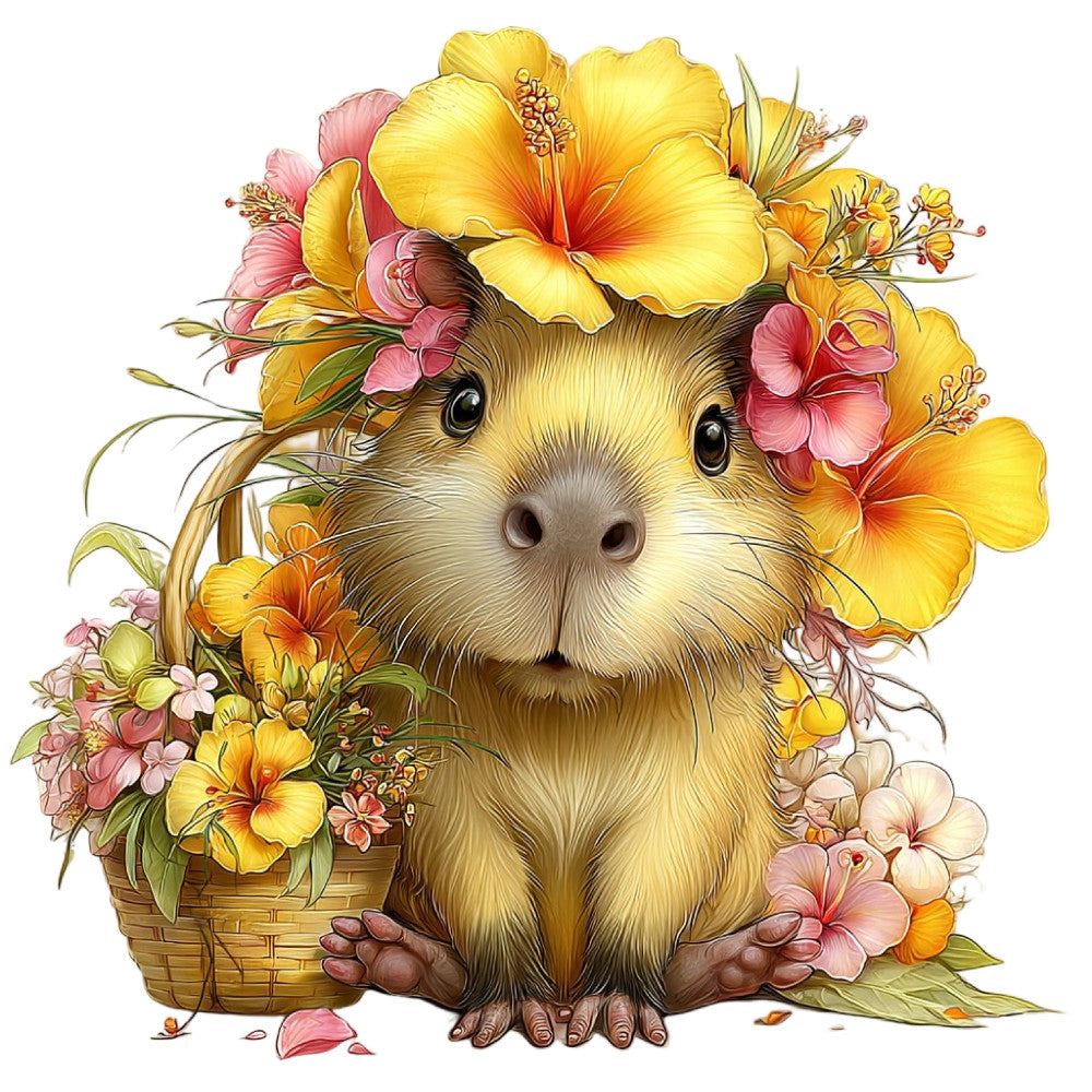 Whimsical Summer Capybara Fabric Panel 30