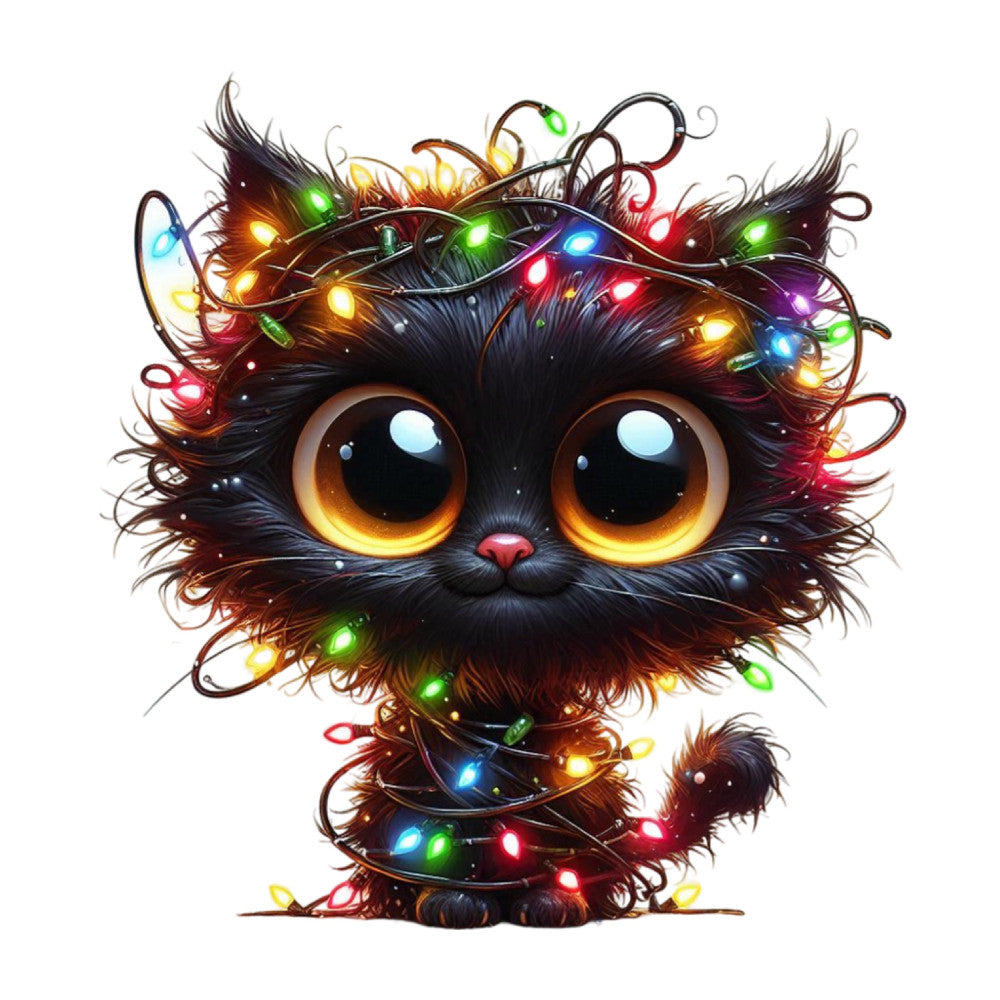 Tangled Christmas Cat Fabric Panel 18