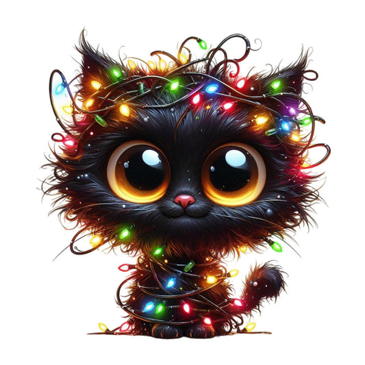 Tangled Christmas Cat Fabric Panel 18