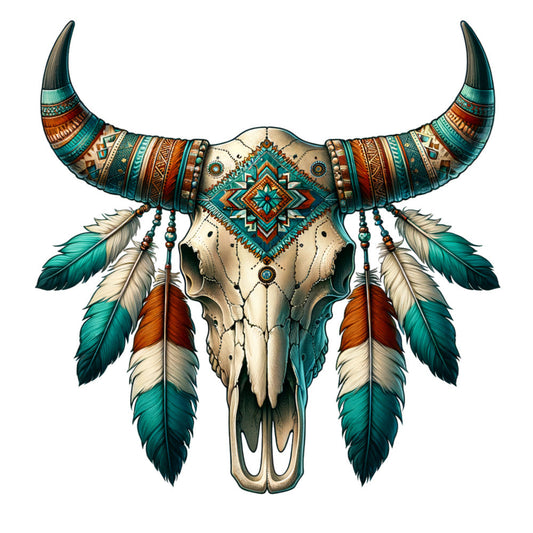 Tribal Skulls Fabric Panel 10