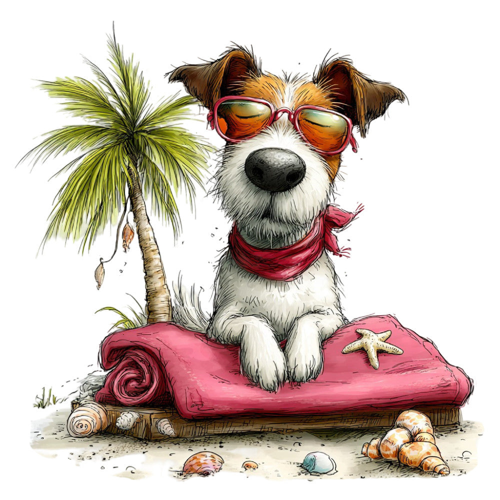 Whimsical Summer Dogs Fabric Panel 3
