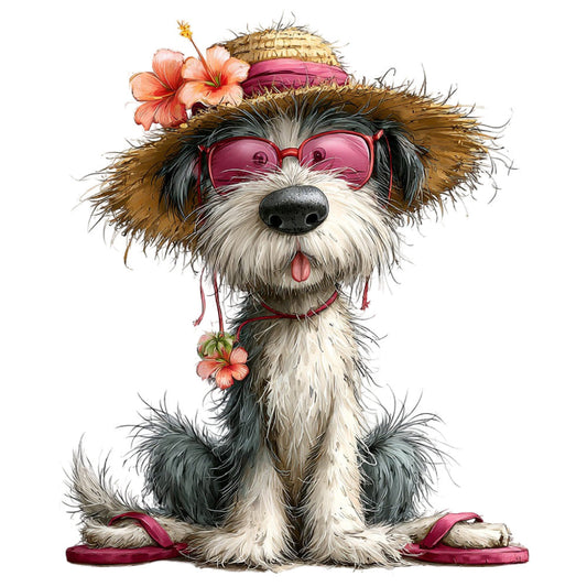 Whimsical Summer Dogs Fabric Panel 22