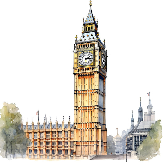 Watercolor Hello London Fabric Panel 2