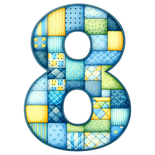Blue Patchwork Alphabet Fabric Panel 50