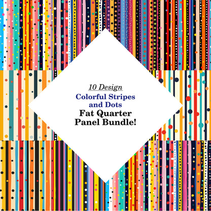 Colorful Stripes and Dots Fat Quarter Bundle