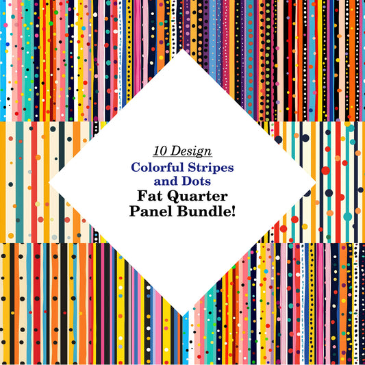 Colorful Stripes and Dots Fat Quarter Bundle